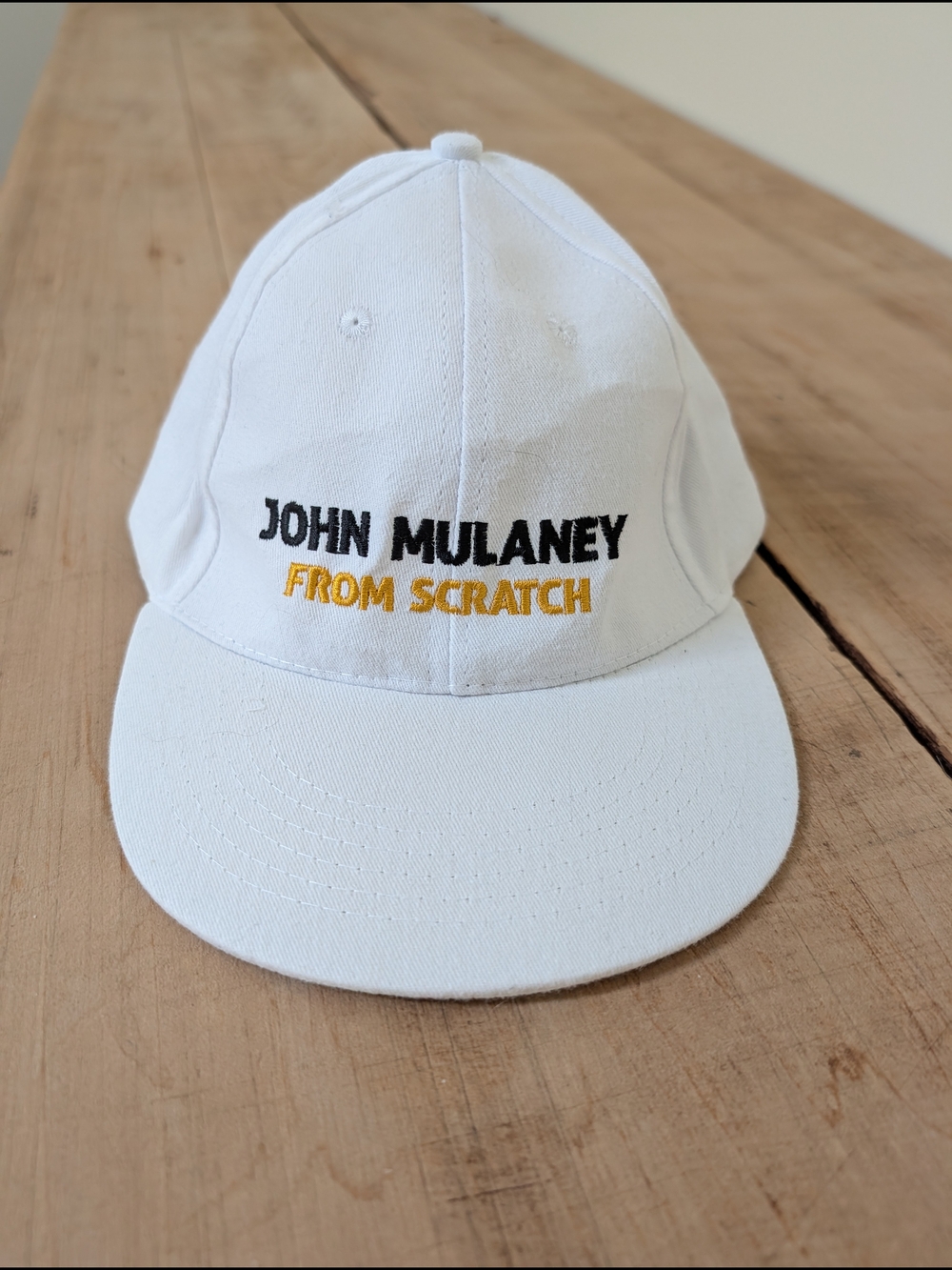 John Mulaney "From Scratch" Embroidered White Cap
